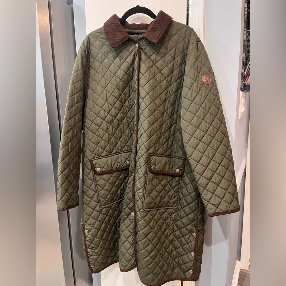 Ralph Lauren Quilted Black Label Coat in Olive and Brown